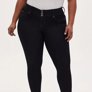 Torrid Jeggings Black Size 16XS Plus Size Button-Fly Super Skinny Stretch Short